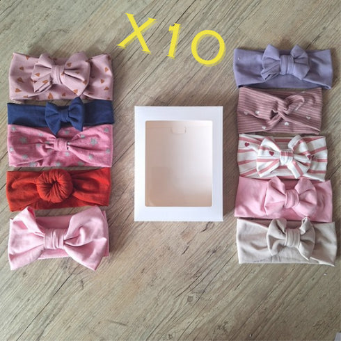 LOT : 10 Bandeaux finitions mixtes, couleurs au choix en jersey extensible, Quantité limitée